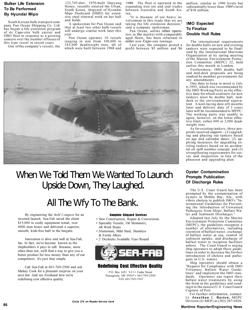 Maritime Reporter Magazine, page 28,  Mar 1992