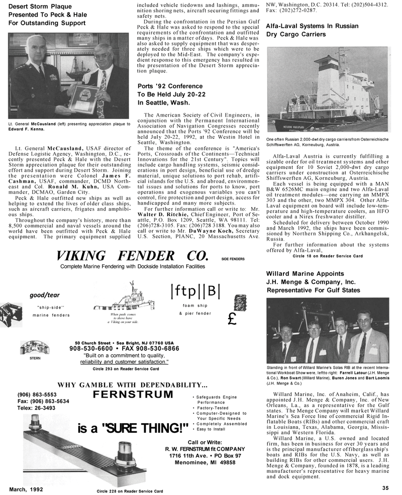 Maritime Reporter Magazine, page 35,  Mar 1992