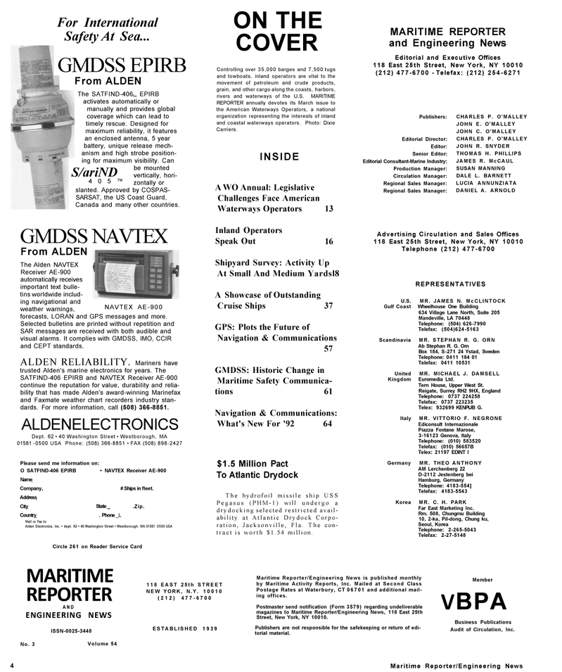 Maritime Reporter Magazine, page 2,  Mar 1992