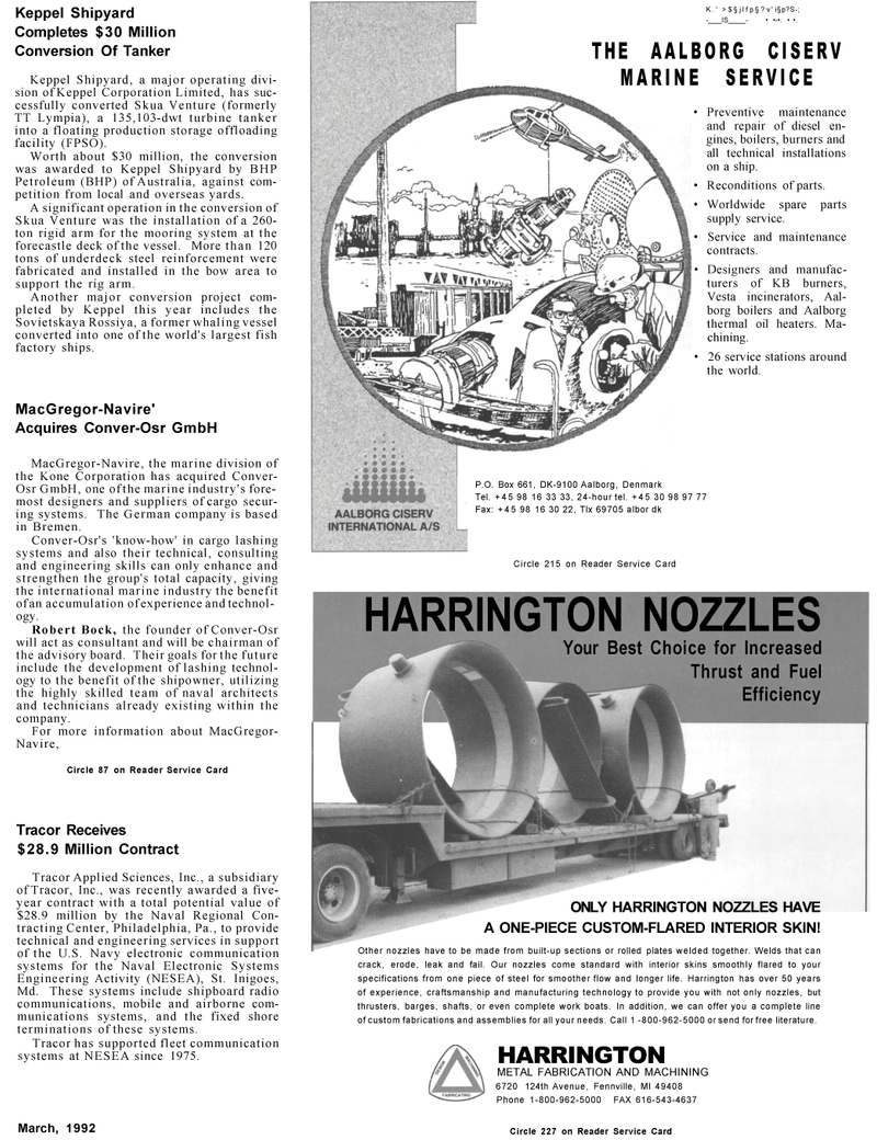 Maritime Reporter Magazine, page 49,  Mar 1992