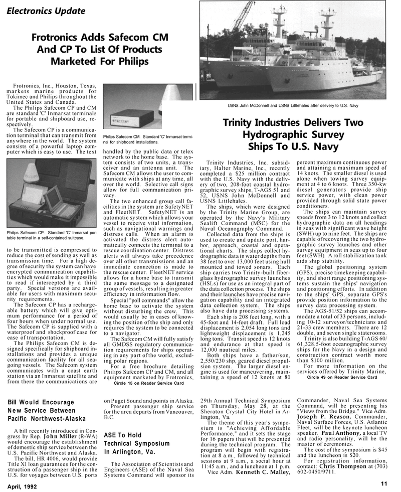 Maritime Reporter Magazine, page 9,  Apr 1992