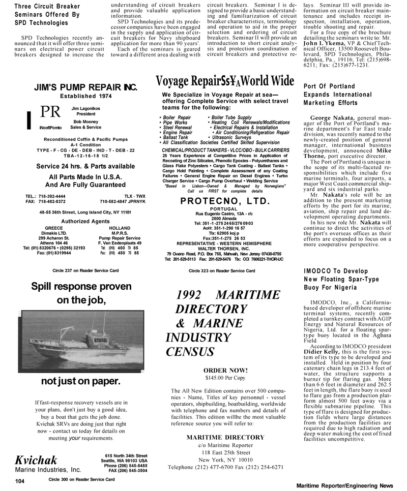 Maritime Reporter Magazine, page 14,  Apr 1992