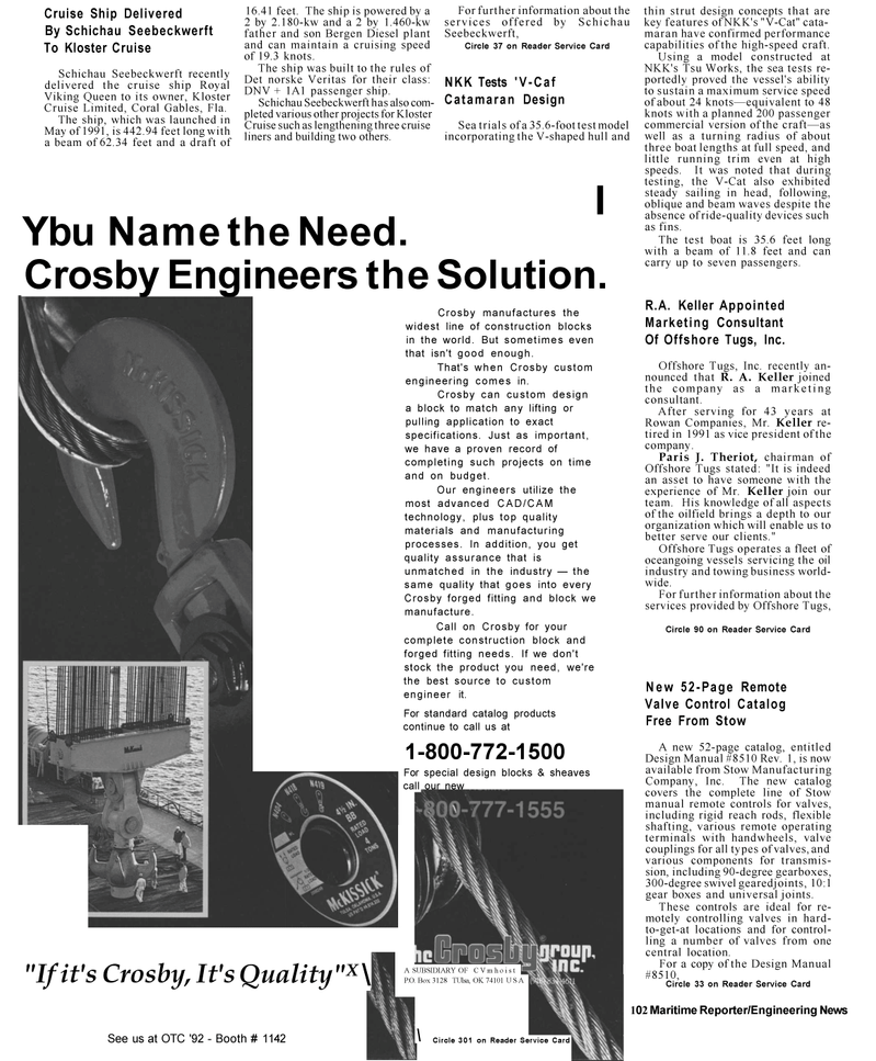 Maritime Reporter Magazine, page 16,  Apr 1992