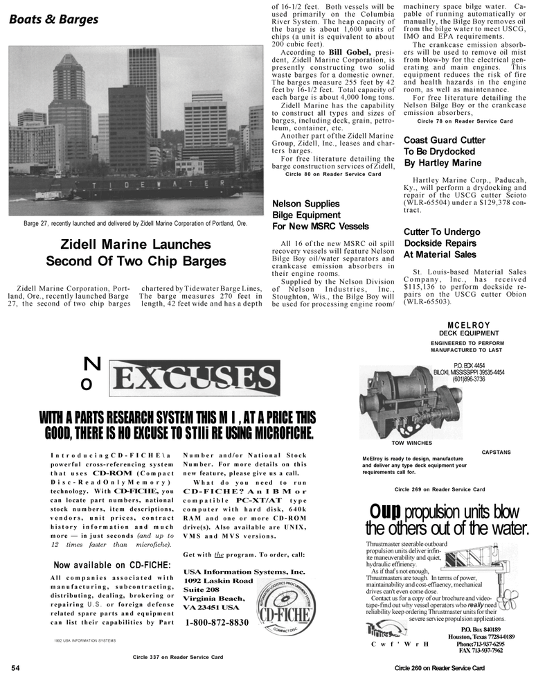 Maritime Reporter Magazine, page 56,  Apr 1992