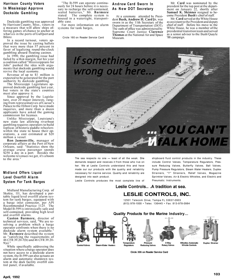 Maritime Reporter Magazine, page 60,  Apr 1992