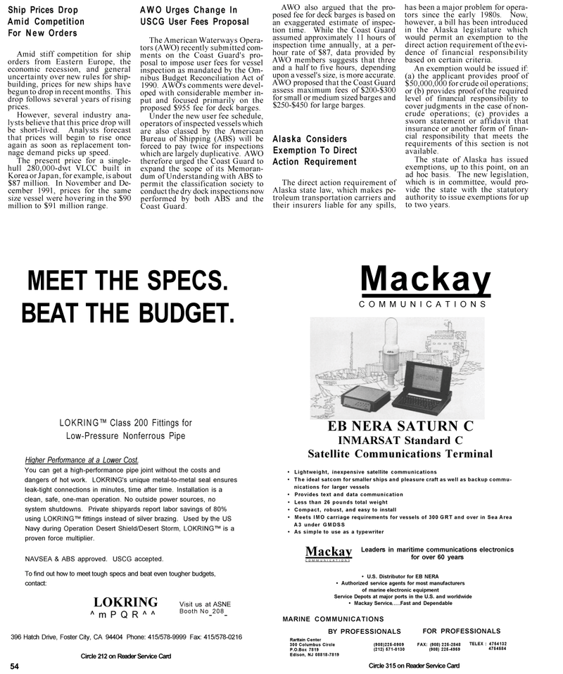 Maritime Reporter Magazine, page 73,  Apr 1992