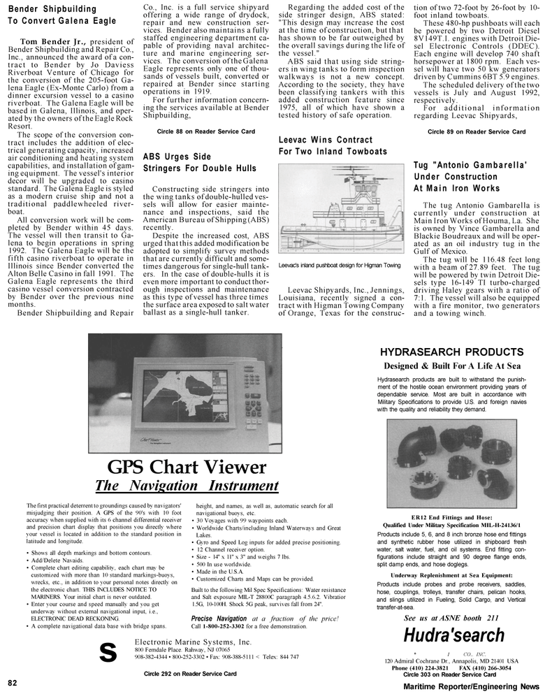 Maritime Reporter Magazine, page 85,  Apr 1992