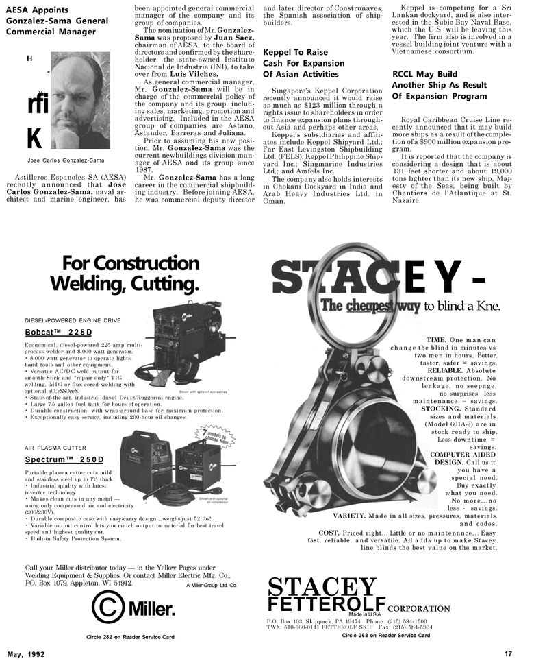Maritime Reporter Magazine, page 17,  May 1992