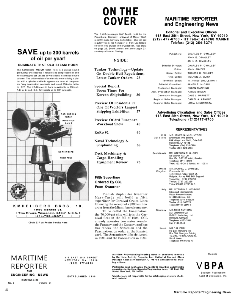 Maritime Reporter Magazine, page 2,  May 1992