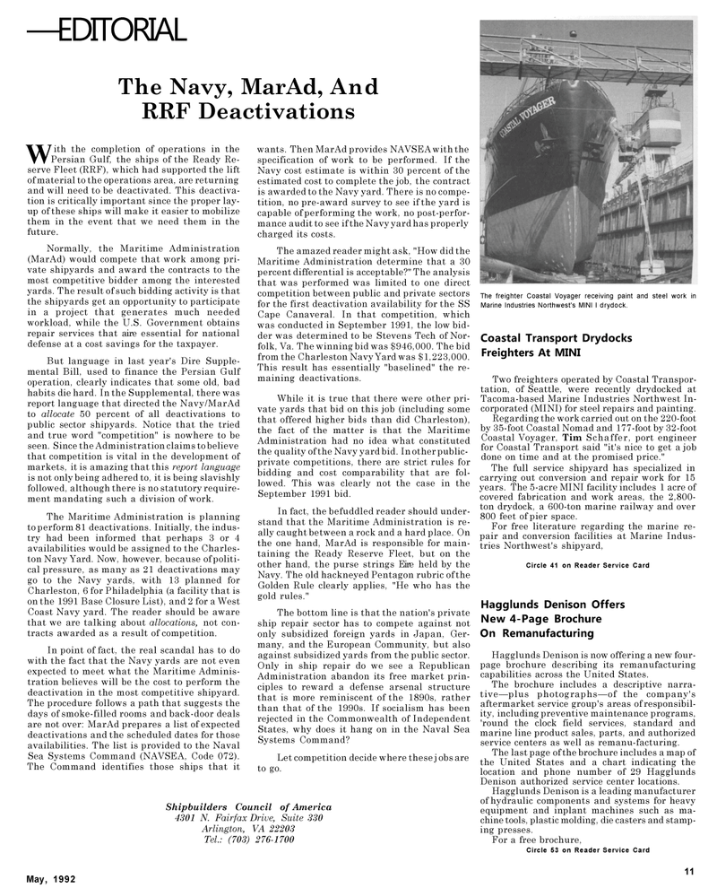 Maritime Reporter Magazine, page 59,  May 1992