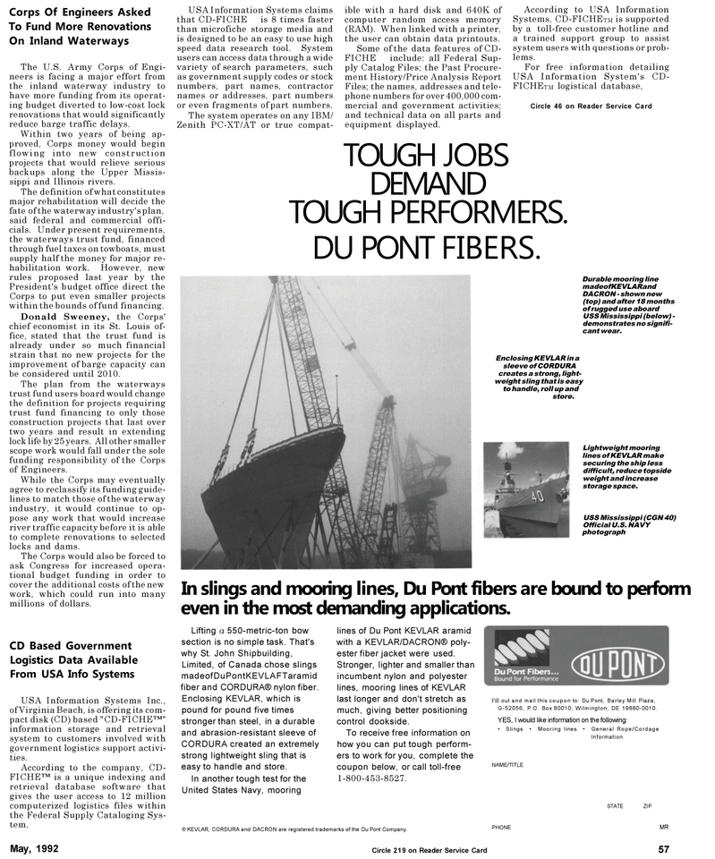 Maritime Reporter Magazine, page 61,  May 1992