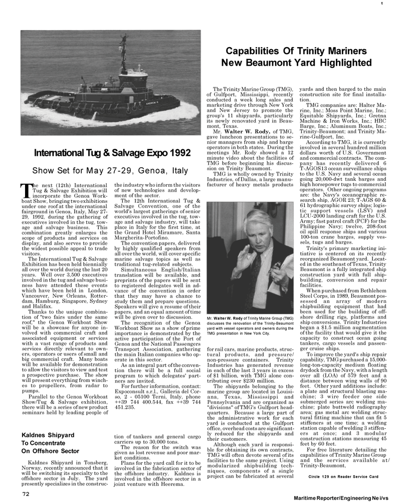 Maritime Reporter Magazine, page 70,  May 1992