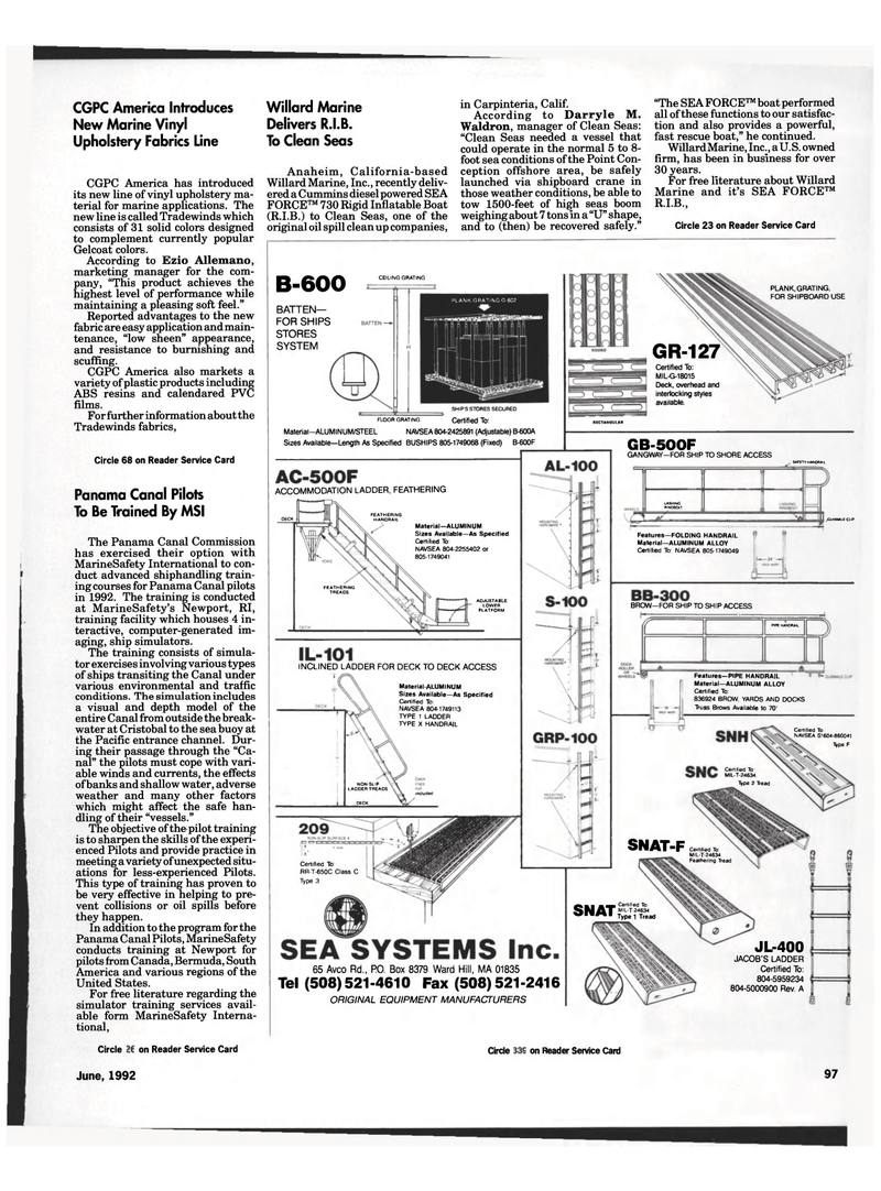 Maritime Reporter Magazine, page 87,  Jun 1992