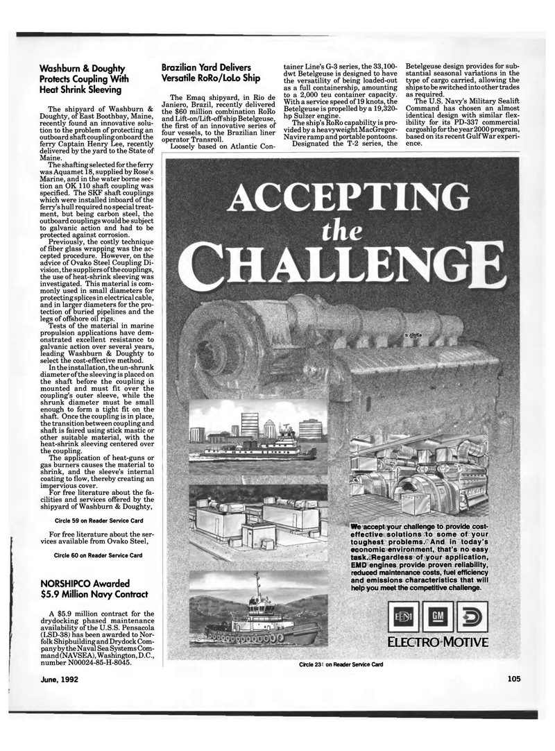 Maritime Reporter Magazine, page 95,  Jun 1992