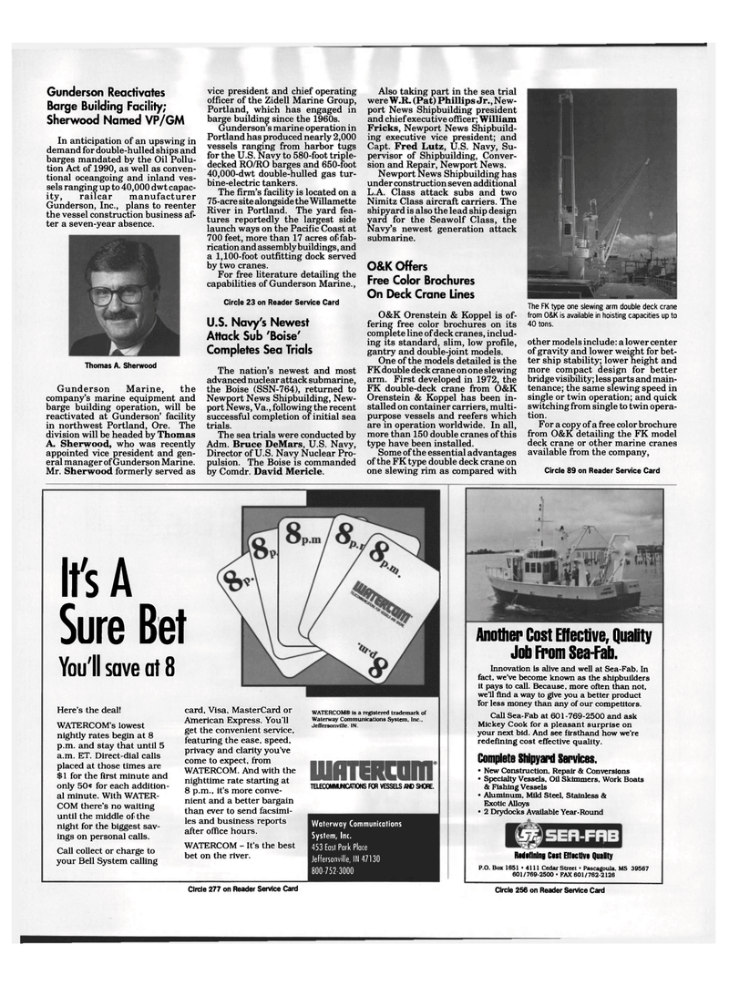 Maritime Reporter Magazine, page 30,  Aug 1992