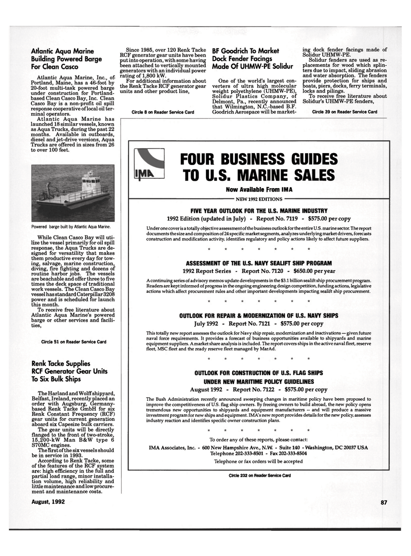 Maritime Reporter Magazine, page 85,  Aug 1992