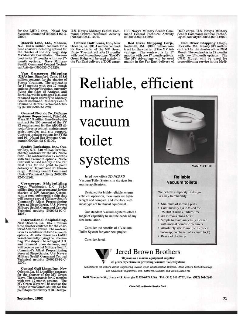 Maritime Reporter Magazine, page 73,  Sep 1992