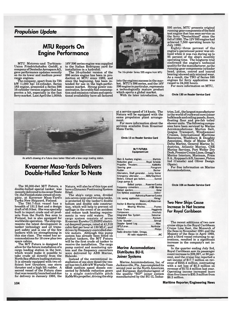 Maritime Reporter Magazine, page 103,  Oct 1992