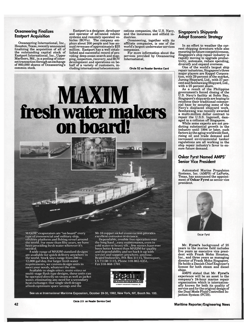 Maritime Reporter Magazine, page 41,  Oct 1992