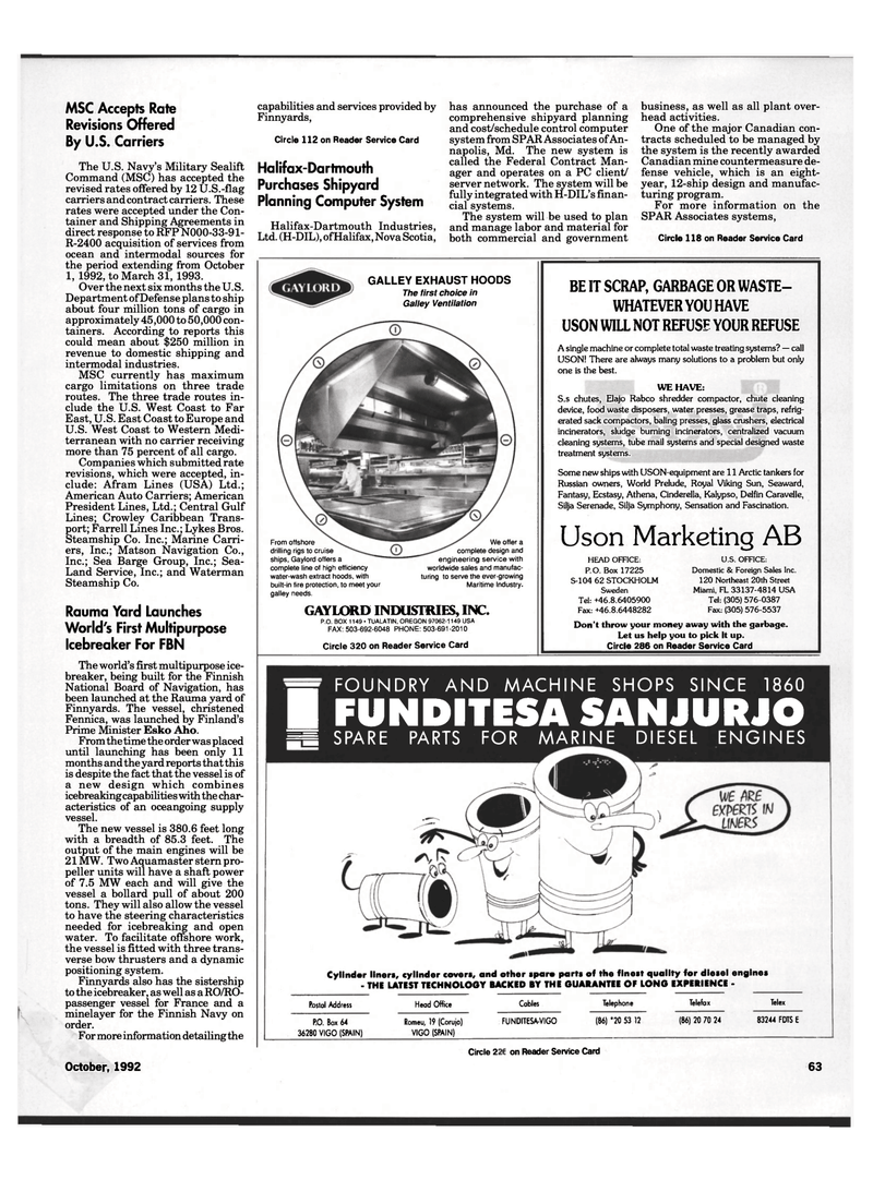 Maritime Reporter Magazine, page 62,  Oct 1992