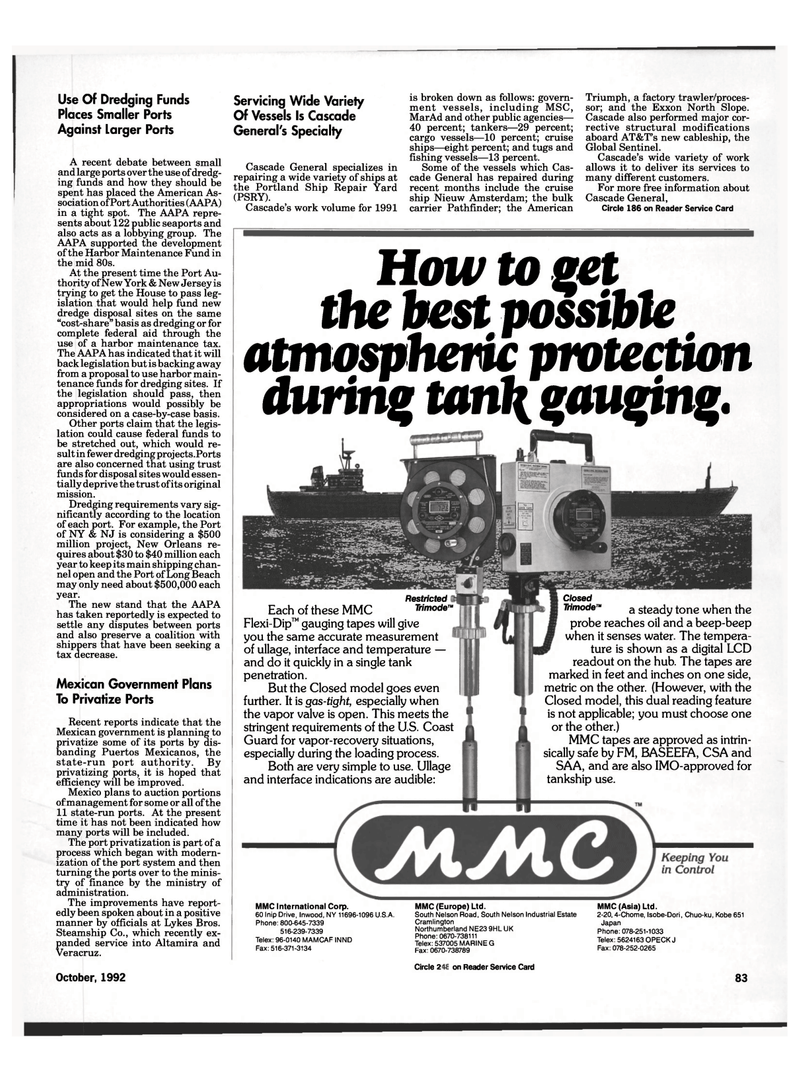 Maritime Reporter Magazine, page 82,  Oct 1992