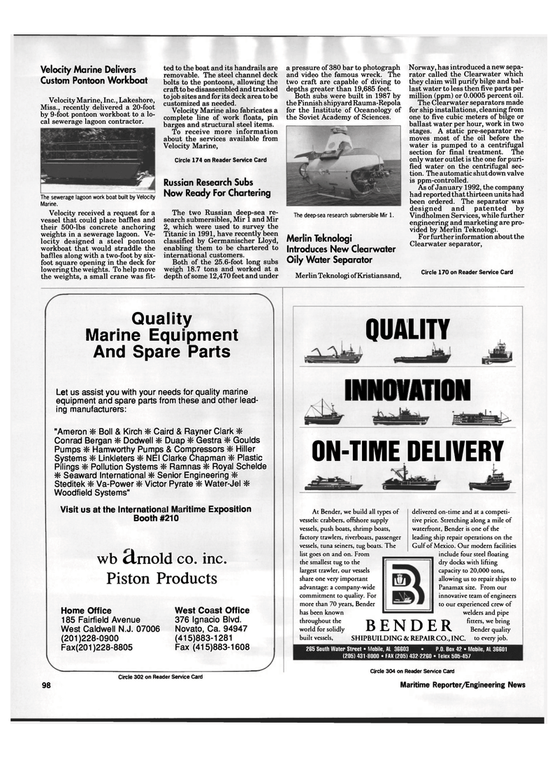 Maritime Reporter Magazine, page 97,  Oct 1992
