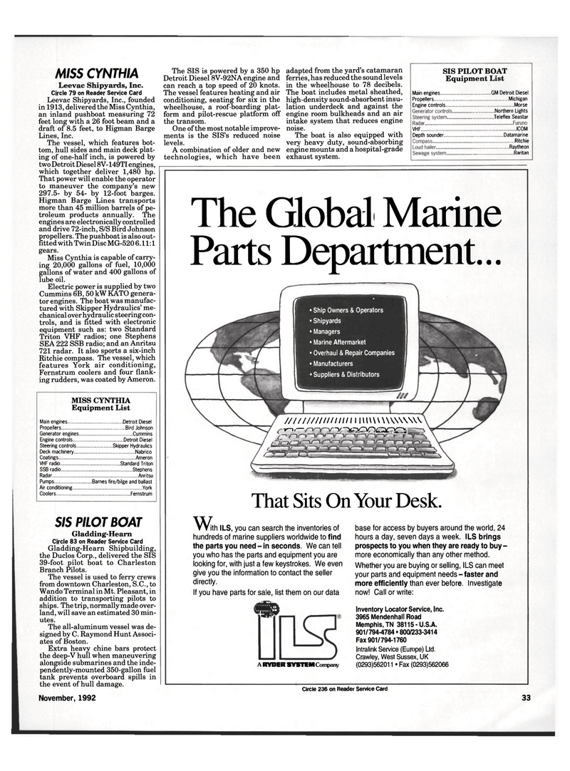 Maritime Reporter Magazine, page 31,  Nov 1992