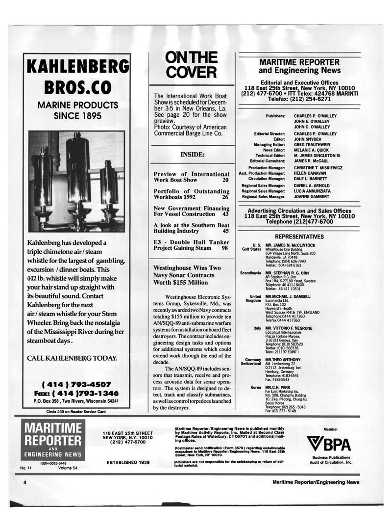 Maritime Reporter Magazine, page 2,  Nov 1992