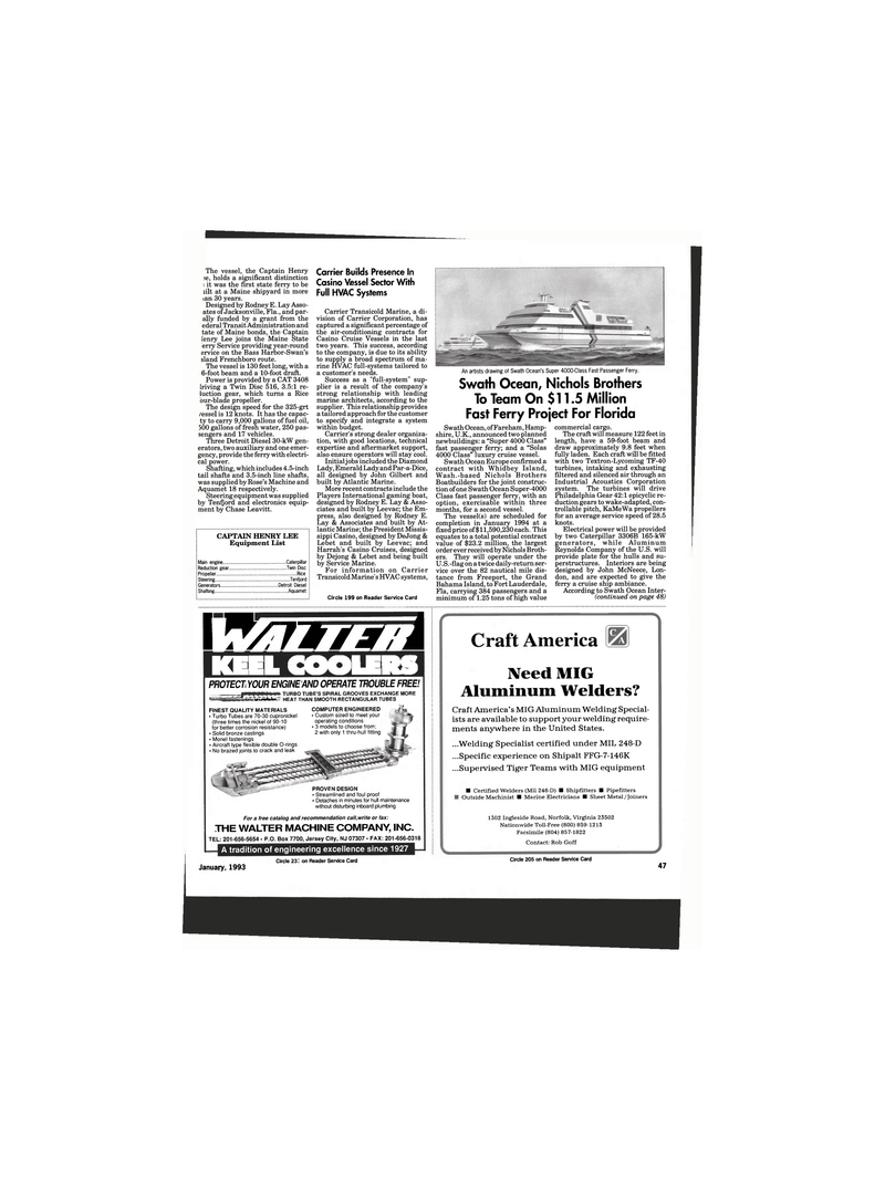 Maritime Reporter Magazine, page 45,  Jan 1993