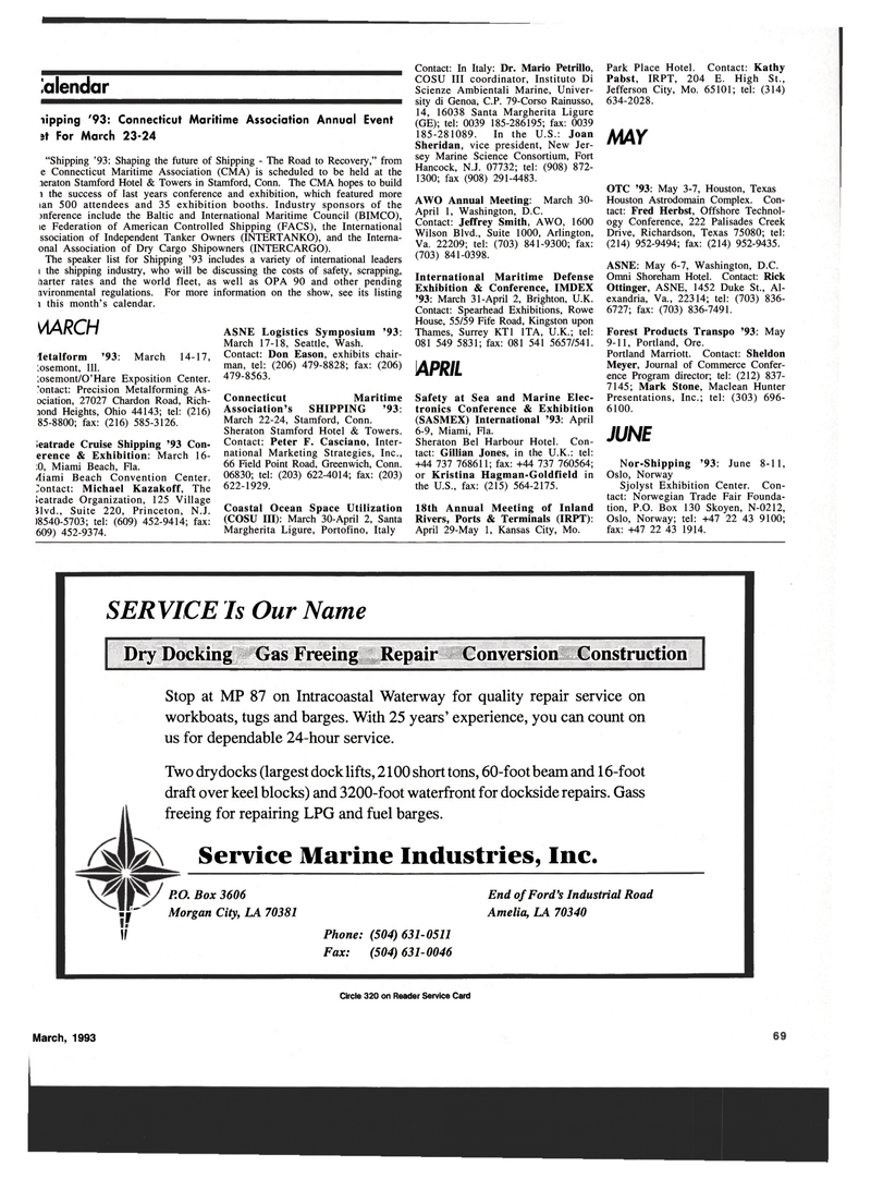 Maritime Reporter Magazine, page 67,  Mar 1993