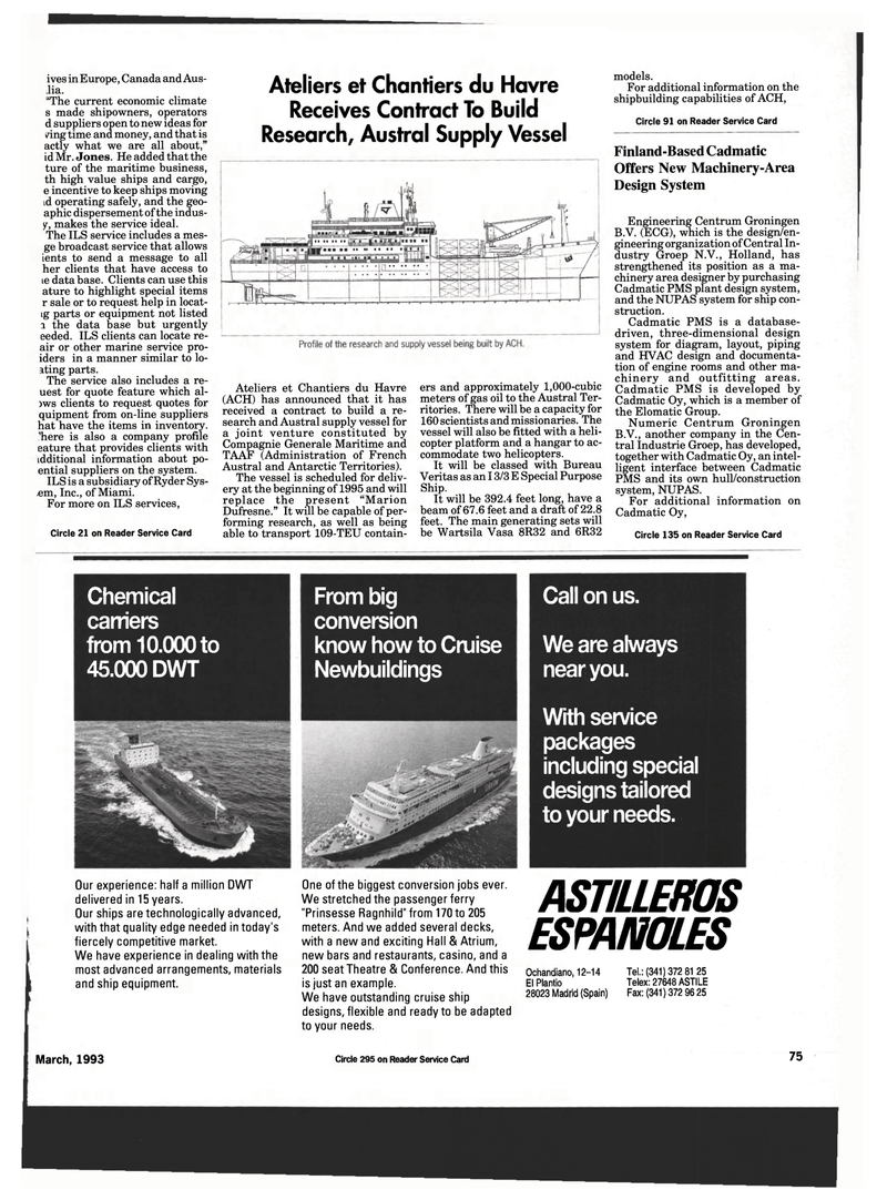 Maritime Reporter Magazine, page 73,  Mar 1993