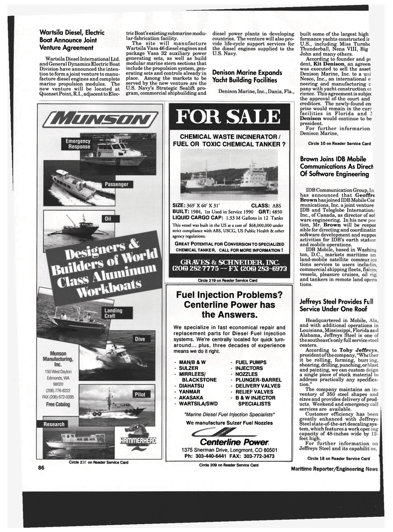 Maritime Reporter Magazine, page 84,  Mar 1993