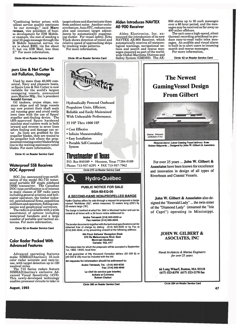 Maritime Reporter Magazine, page 45,  Aug 1993