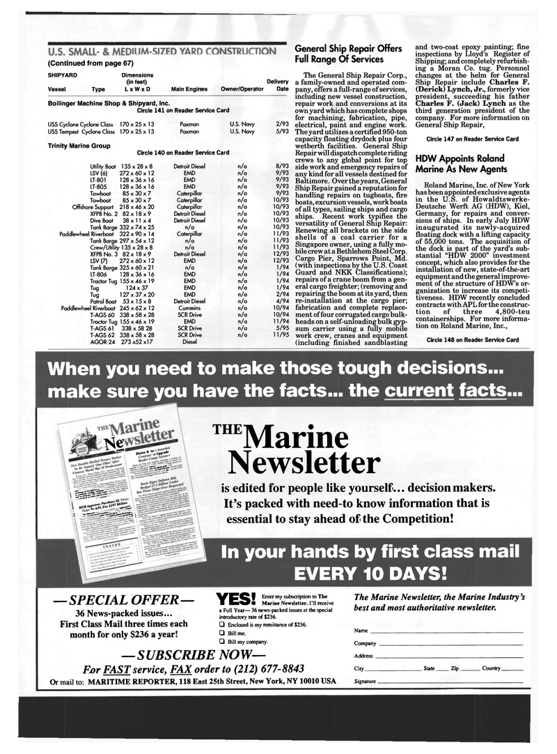 Maritime Reporter Magazine, page 68,  Aug 1993