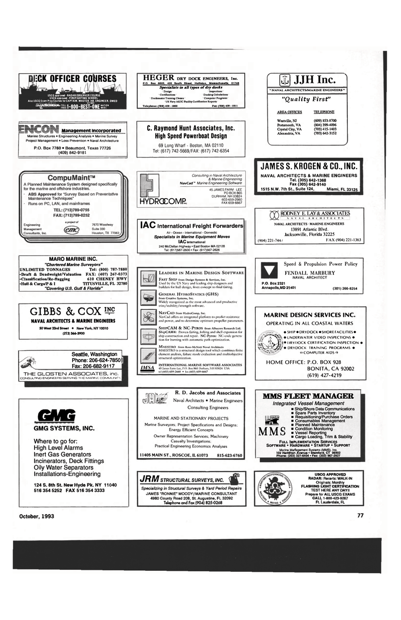 Maritime Reporter Magazine, page 73,  Oct 1993