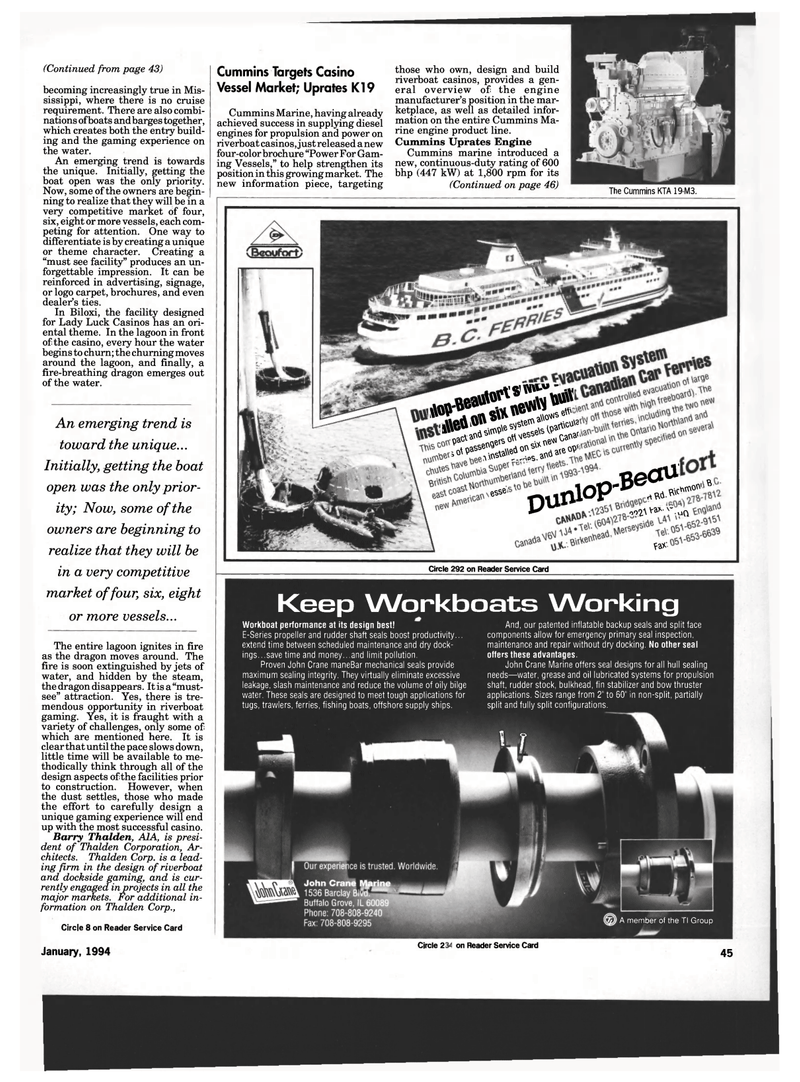 Maritime Reporter Magazine, page 43,  Jan 1994