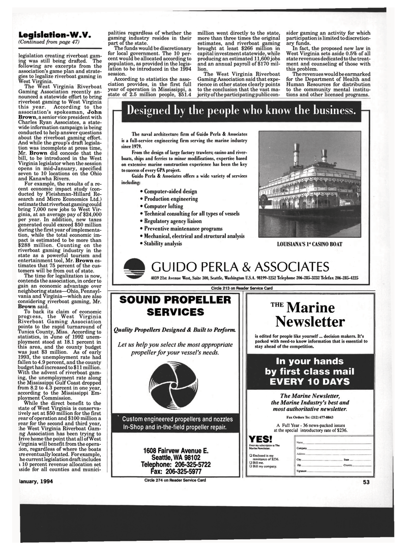 Maritime Reporter Magazine, page 51,  Jan 1994
