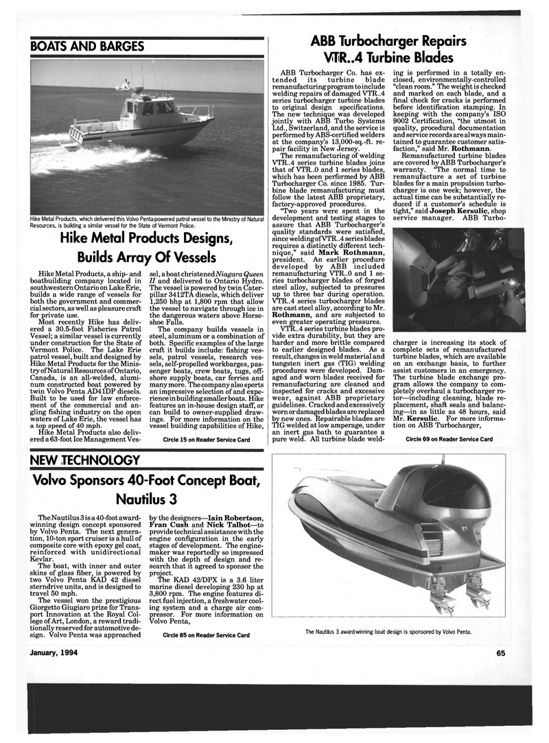 Maritime Reporter Magazine, page 63,  Jan 1994