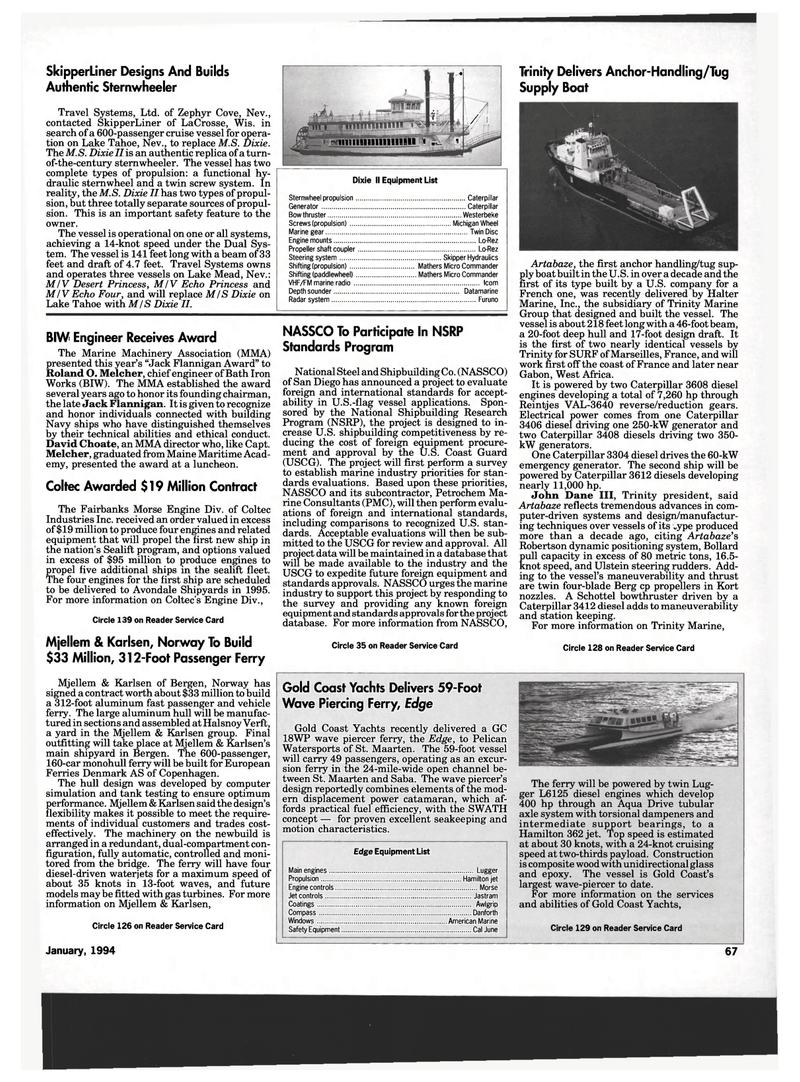 Maritime Reporter Magazine, page 65,  Jan 1994