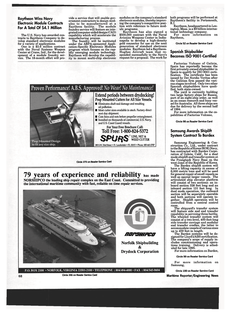 Maritime Reporter Magazine, page 66,  Jan 1994
