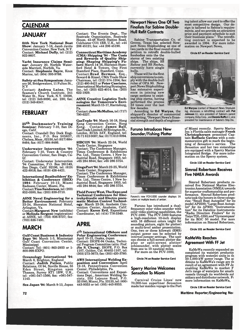 Maritime Reporter Magazine, page 70,  Jan 1994