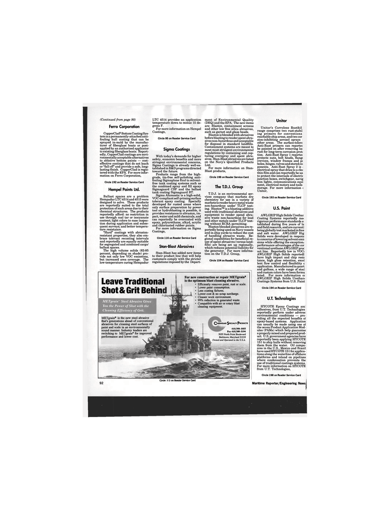 Maritime Reporter Magazine, page 4th Cover,  Feb 1994