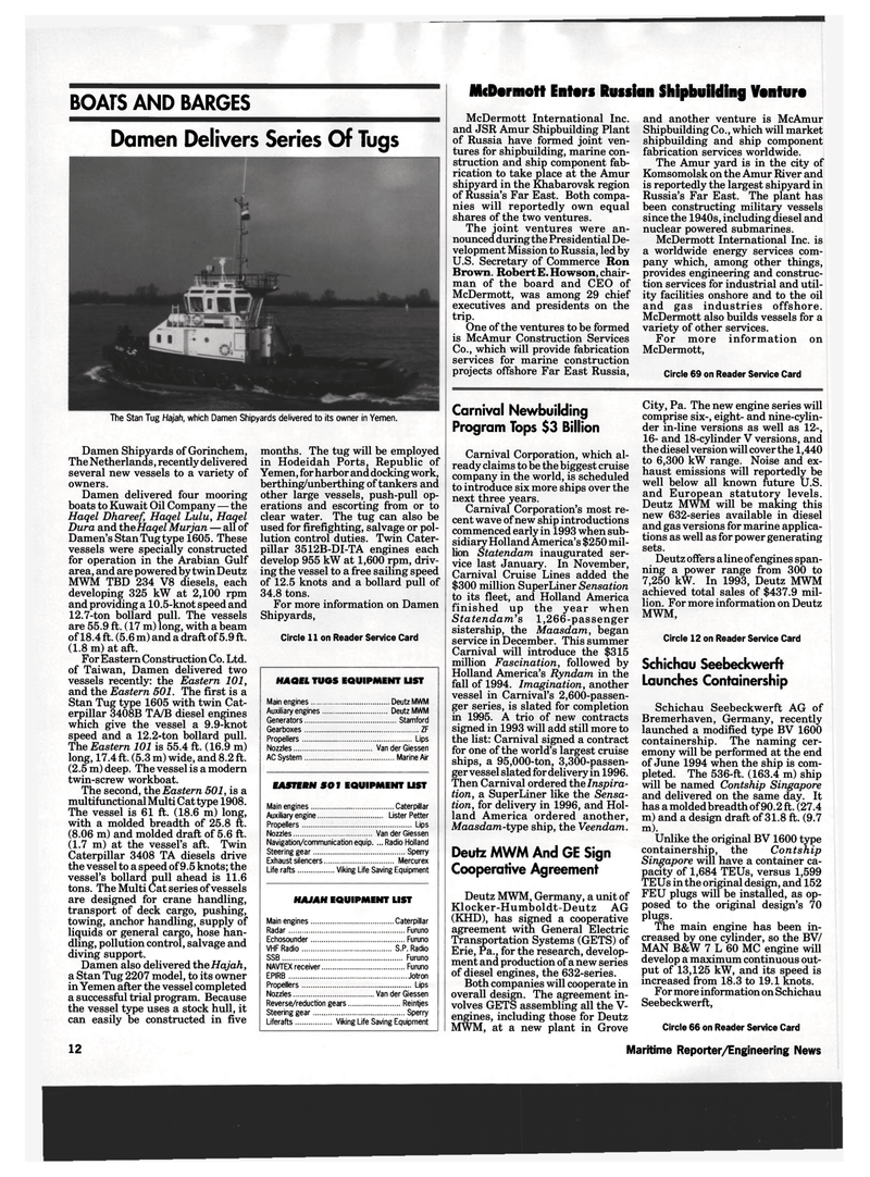 Maritime Reporter Magazine, page 10,  May 1994