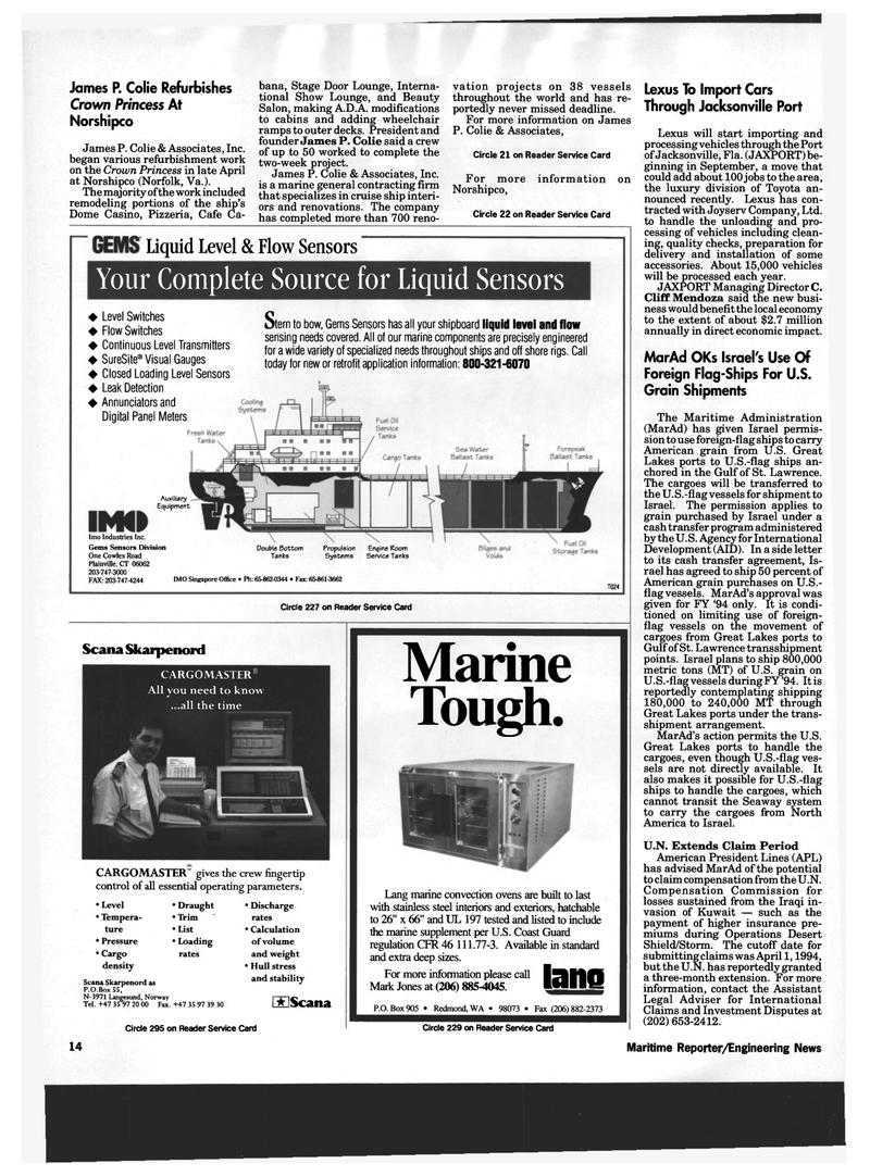 Maritime Reporter Magazine, page 12,  May 1994