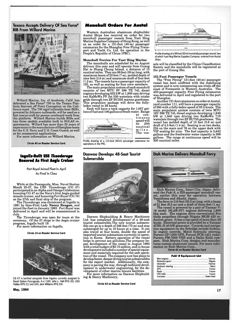 Maritime Reporter Magazine, page 15,  May 1994