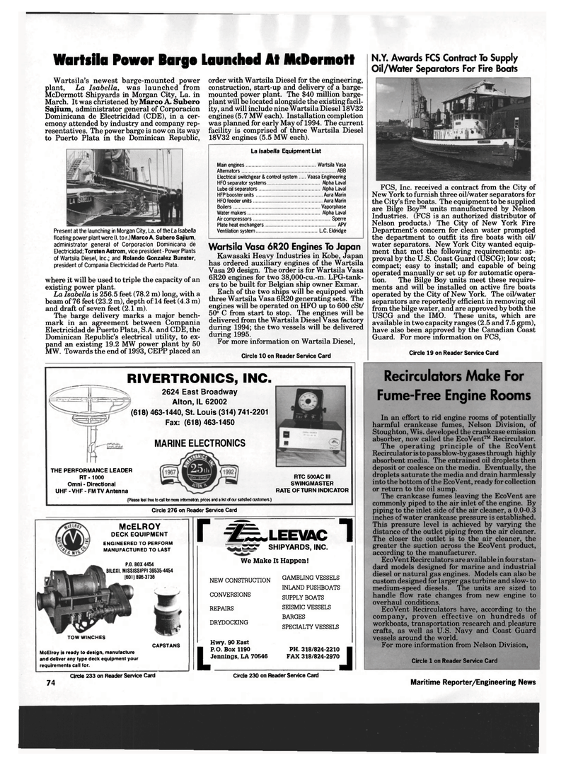 Maritime Reporter Magazine, page 72,  May 1994