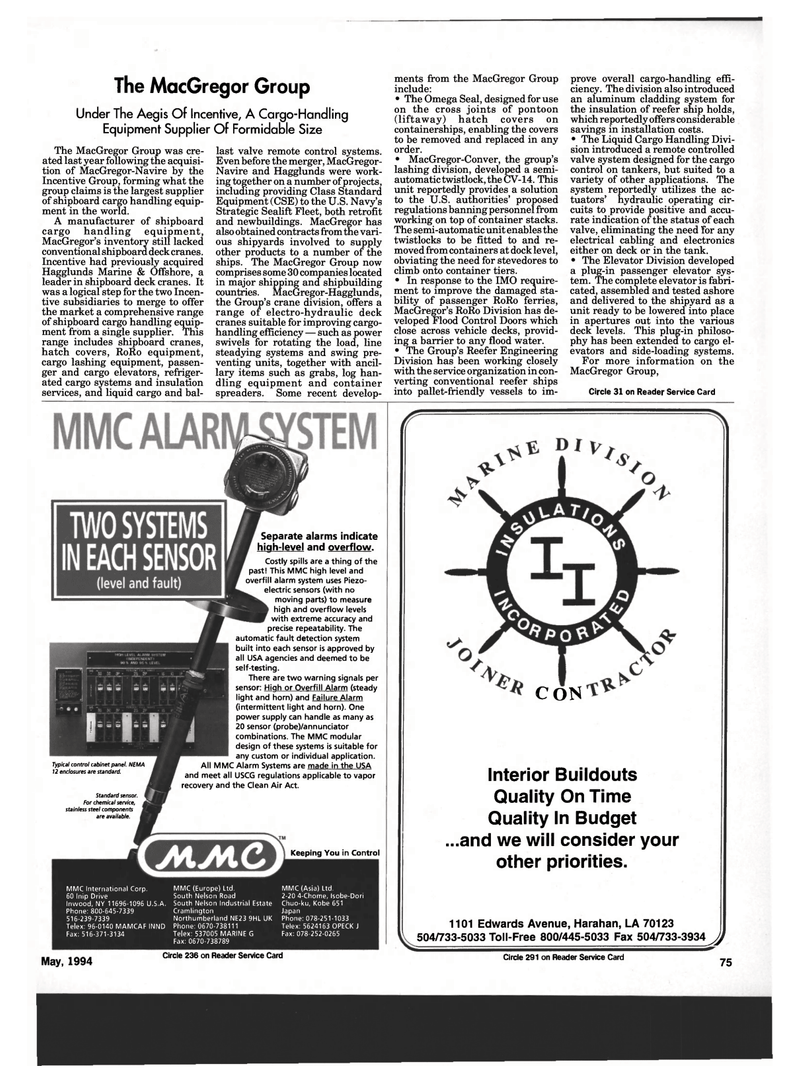 Maritime Reporter Magazine, page 73,  May 1994