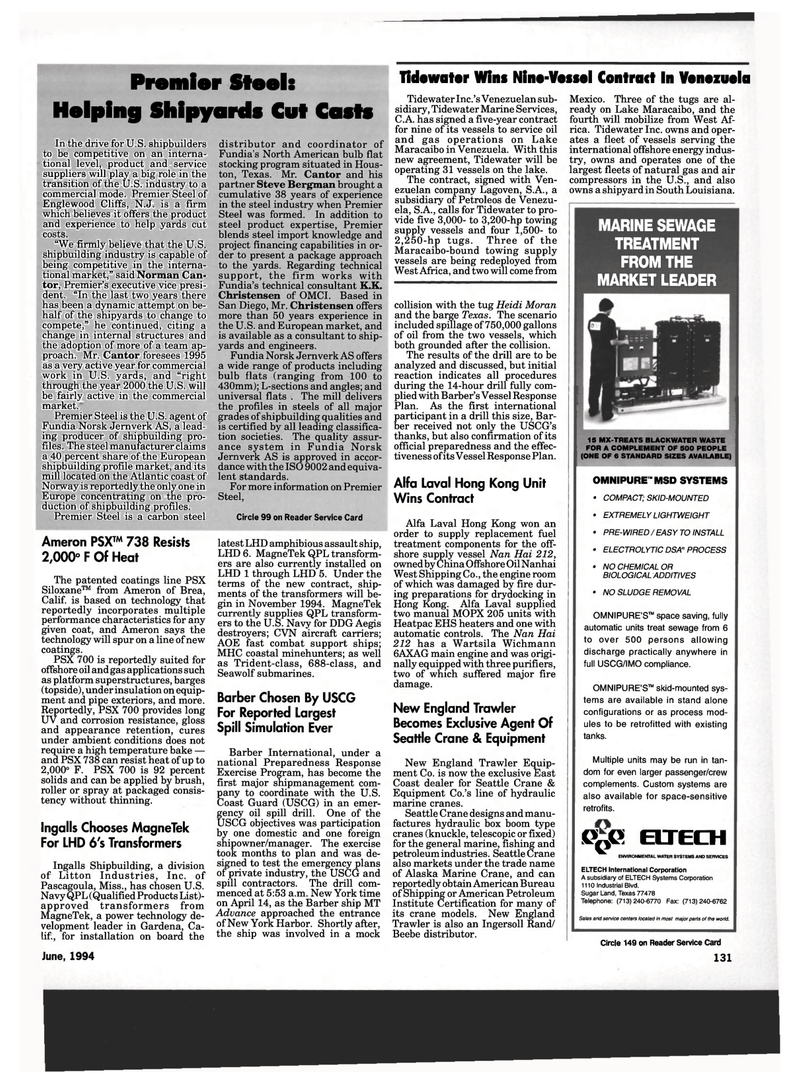 Maritime Reporter Magazine, page 121,  Jun 1994