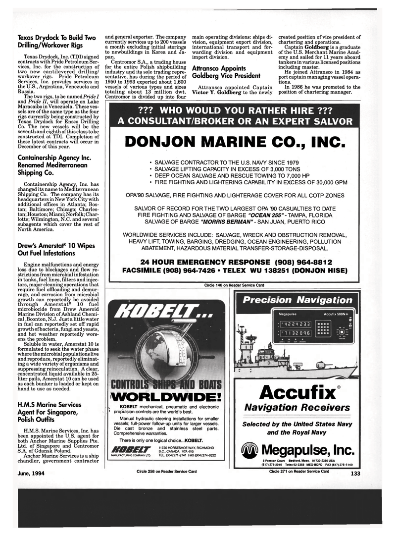 Maritime Reporter Magazine, page 123,  Jun 1994