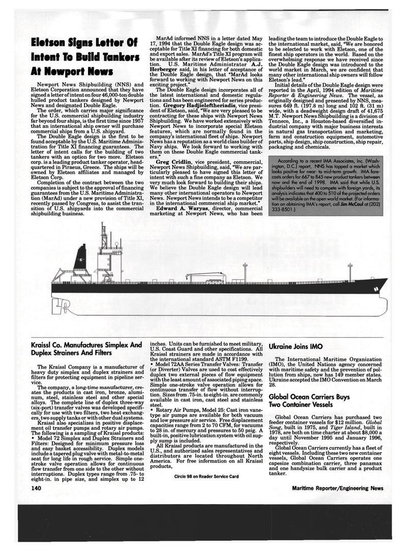 Maritime Reporter Magazine, page 130,  Jun 1994